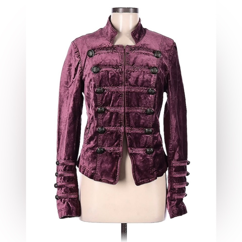 Free People Velvet Fitted Military Jacket Small - Picture 6 of 7